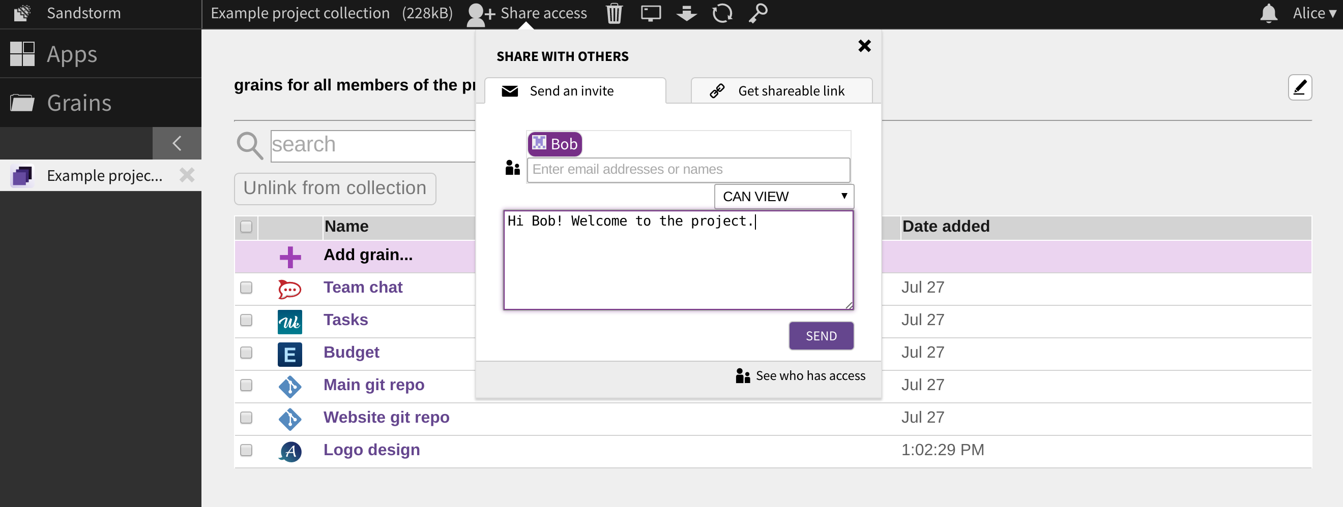 the "Share access" dialog